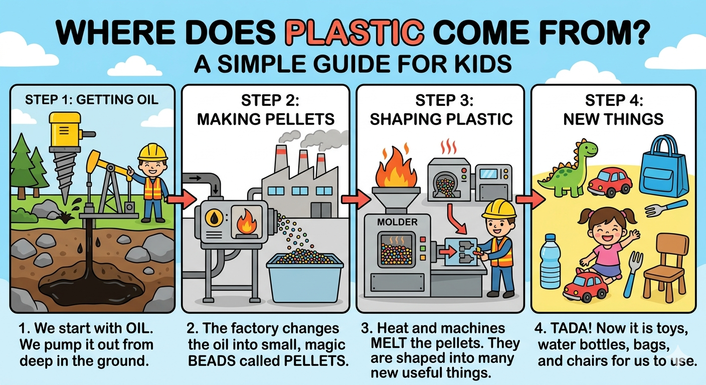 Preview of the where plastic comes from infographic